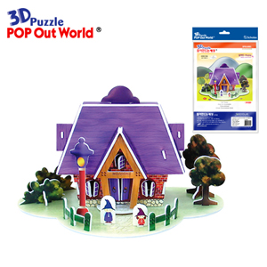 3D Puzzle House Card-Purple